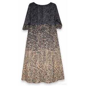 Minimalist Ombre Midi Dress Abstract Speckled Boho Swing Dress Sz L Cottagecore